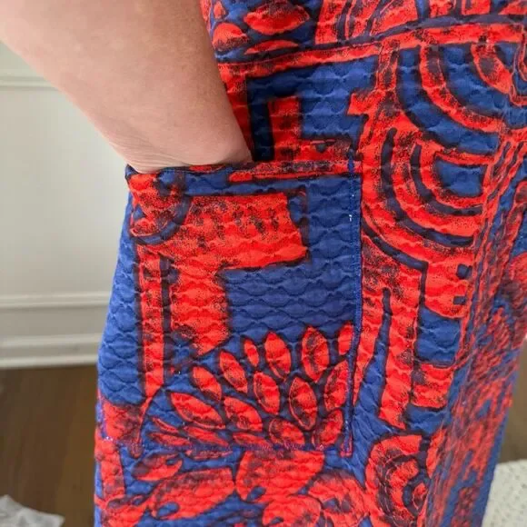 Vintage McInerny Hawaii 100% Cotton Tiki Print A-line Sleeveless Midi Dress Pock - Picture 9 of 11